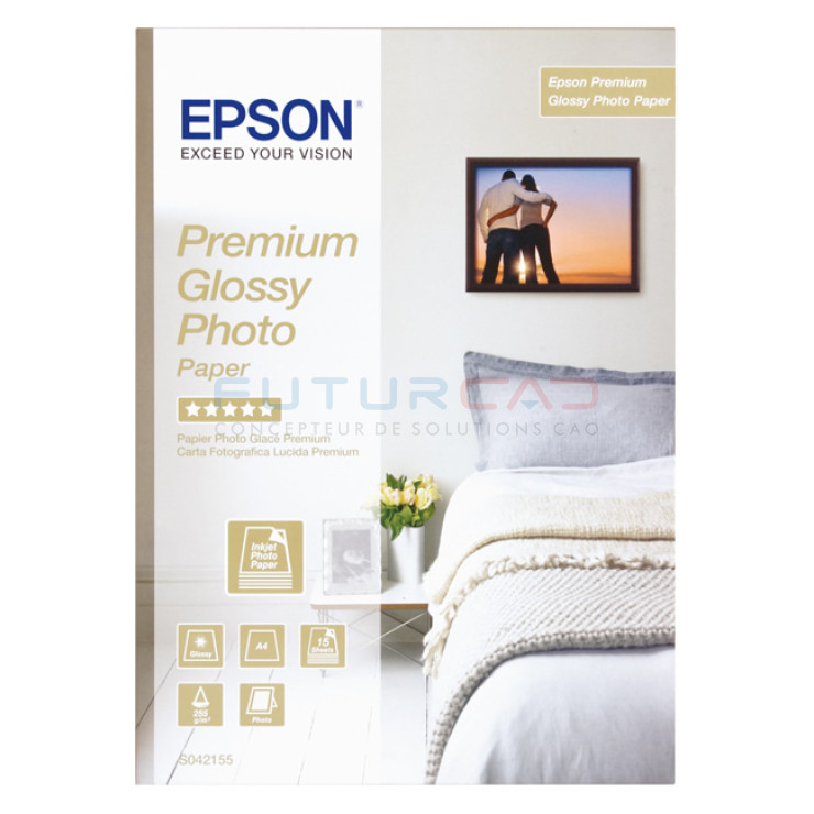 Papier Photo Brillant de Marque Epson Premium Glossy Photo 255g
